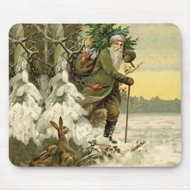 Vintage Santa jul Victorian Helgdag Musmatta (Framsidan)