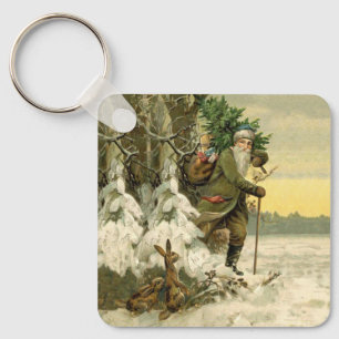 Vintage Santa jul Victorian Helgdag Nyckelring