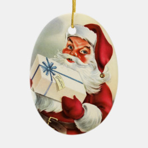 Vintage Santa Julgransprydnad Keramik