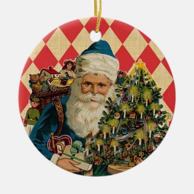 Vintage Santa Julgransprydnad Keramik (Framsidan)