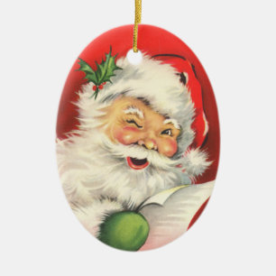 Vintage Santa Julgransprydnad Keramik