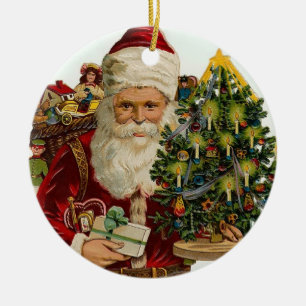 Vintage Santa Julgransprydnad Keramik