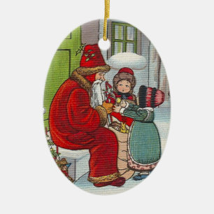 Vintage Santa Julgransprydnad Keramik