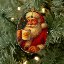 Vintage Santa julgransprydnad • Mysigt presentidé Keramik