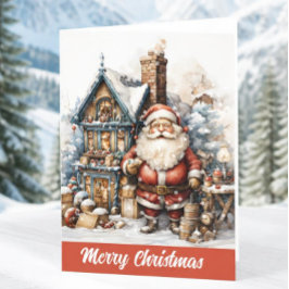 Vintage Santa julkort Helgkort