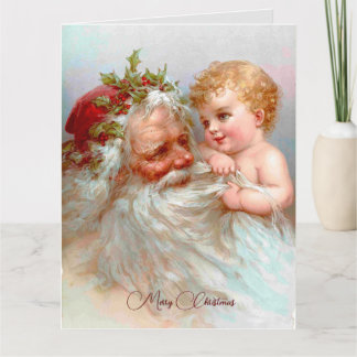 Vintage Santa julskick  Kort