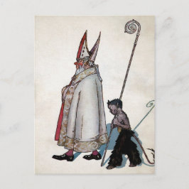 Vintage Santa & Krampus Vykort