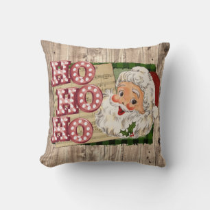 Vintage Santa Marquee Ljus Ho Ho Ho Ho Kudde