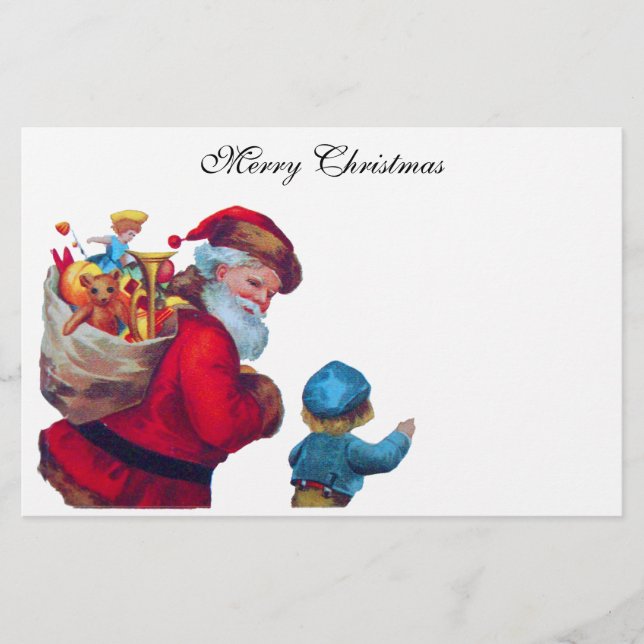 VINTAGE SANTA MED BARN Jul Brevpapper (Framsida)