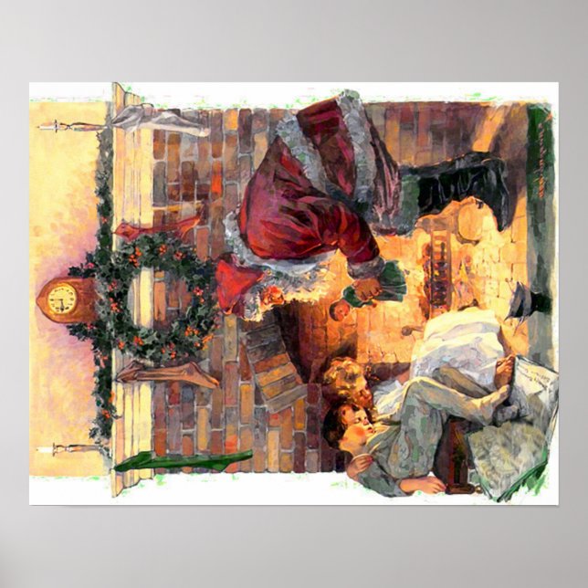Vintage Santa med barn poster (Framsidan)