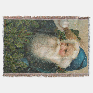 Vintage Santa med blåttlocket Filt