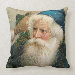 Vintage Santa med blåttlocket Kudde