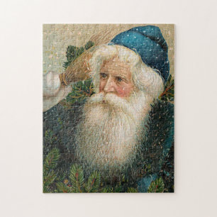 Vintage Santa med blåttlocket Pussel