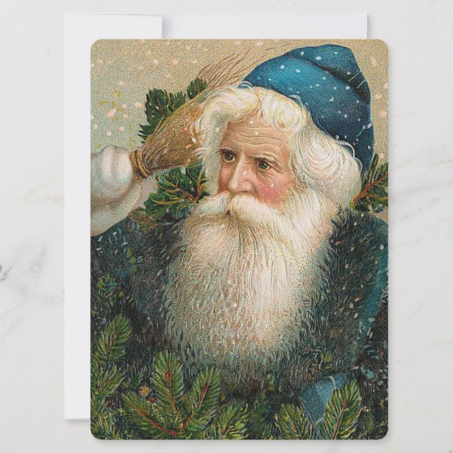 Vintage Santa med Blue Cap Inbjudningar (Framsida)