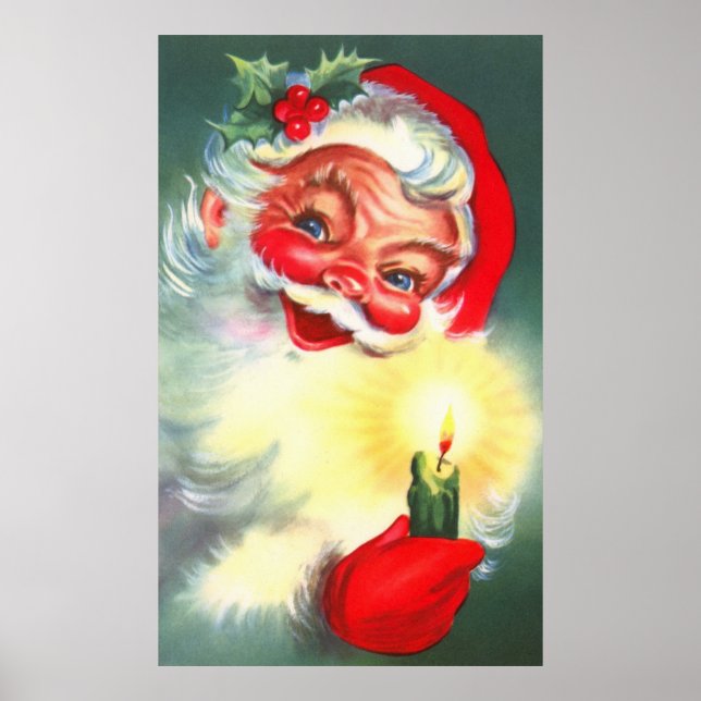 Vintage Santa med Candle Poster (Framsidan)