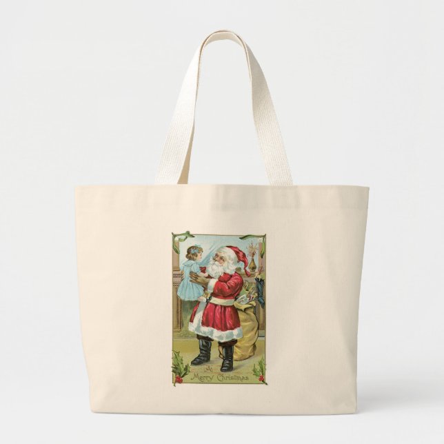 Vintage Santa med Child Jumbo Tygkasse (Framsidan)