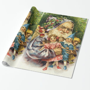 Vintage Santa med dockor Presentpapper