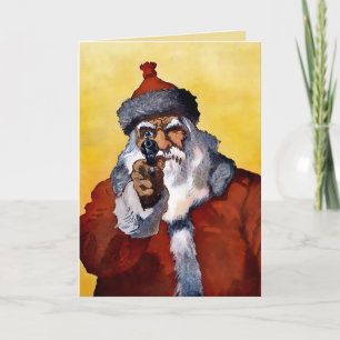 Vintage Santa med en pistol julkort Helgkort