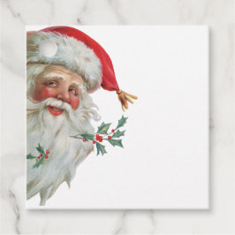 Vintage Santa med Holly Juletiketters Gåvor Etiketter