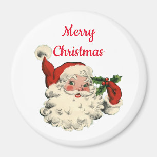 Vintage Santa med järnek Magnet