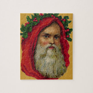 Vintage Santa med kranen Pussel