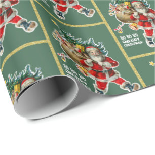 Vintage Santa med Leksak julklapp Presentpapper