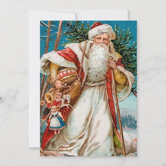 Vintage Santa med leksak Party Inbjudningar (Framsida)