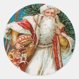 Vintage Santa med leksaker Runt Klistermärke