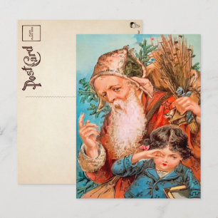 Vintage Santa med Naughty Child jul Vykort