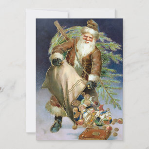 Vintage Santa med Presenter Bag Julkort
