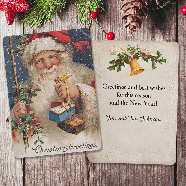 Vintage Santa med Presenter Julkort (Skapare uppladdad)
