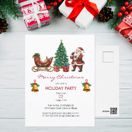 Vintage Santa med sleigh & jul Party Inbjudan Vykort