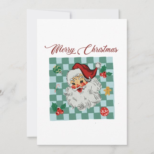 Vintage Santa Merry Christmas Design Inbjudningar (Framsida)