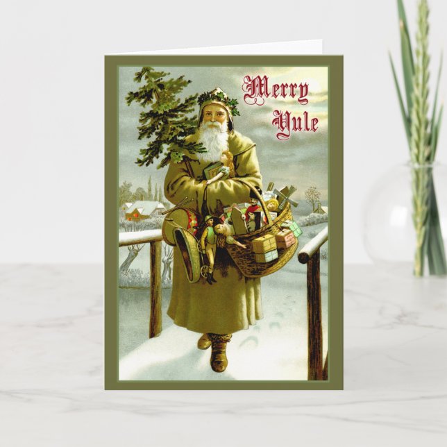 Vintage Santa - Merry Yule Helgkort (Framsida)