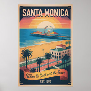 Vintage Santa Monica Kalifornien Retro Resa Poster