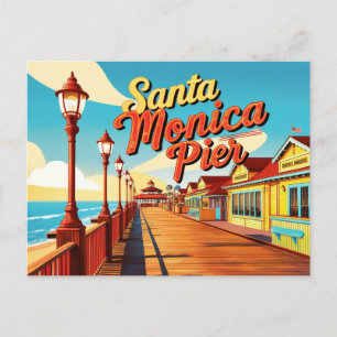 Vintage Santa Monica, Kalifornien Vykort