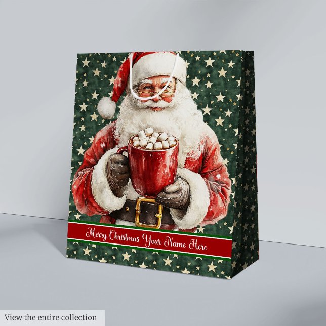 Vintage Santa Monogram Helgdag Gift Bag jul (Vintage Santa Monogram Holiday Gift Bag Christmas)