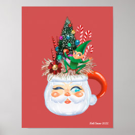 Vintage Santa Mugg Art-utskrift Poster