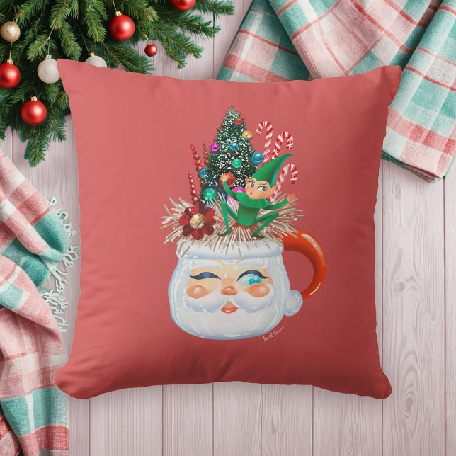 Vintage Santa Mugg Dekorativ kudde (Skapare uppladdad)