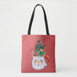 Vintage Santa Mugg Red Tote Bag Tygkasse