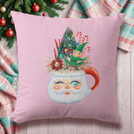 Vintage Santa Mugg Rosa Dekorativ kudde
