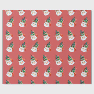 Vintage Santa Mugg Wrapping Papper Presentpapper