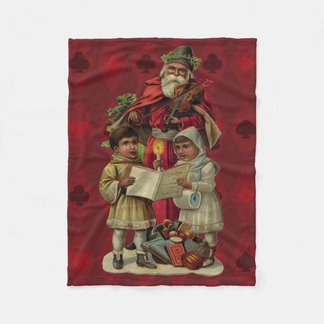 Vintage Santa Music Singing Fleecefilt (Framsidan)