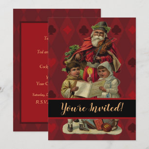 Vintage Santa Music Singing Inbjudningar
