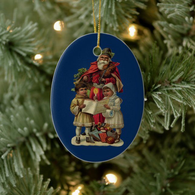 Vintage Santa Music Singing Julgransprydnad Keramik (Träd)