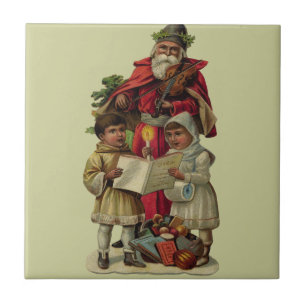 Vintage Santa Music Singing Kakelplatta