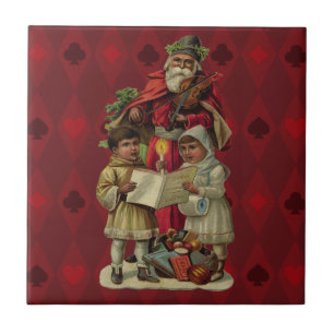 Vintage Santa Music Singing Kakelplatta