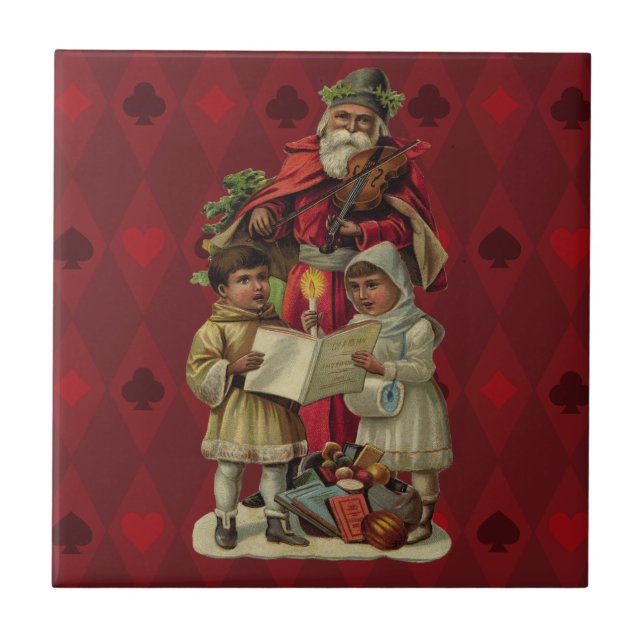 Vintage Santa Music Singing Kakelplatta (Framsidan)
