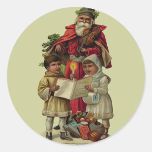 Vintage Santa Music Singing Runt Klistermärke