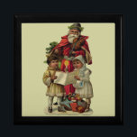 Vintage Santa Music Singing Smyckeskrin<br><div class="desc">Vintage Jultomten som spelar violin Jultomten har underbar roligt i denna reproduktion av ett årligt julkort. Han spelar en fiol eftersom de två barnen framför honom håller ett ljus, läser musiken i lakan och sjunger tillsammans med en underbar jul sång. På fötterna är en fullt julgodis. Viktorianerans Jultomten skildrades ofta...</div>